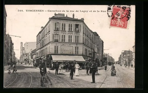 CPA Vincennes, Carrefour de la rue de Lagny 1909