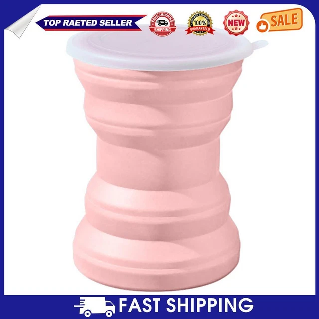 HOT Collapsible Silicone Water Bottle Telescopic Outdoor Drinking Cup (Pink)