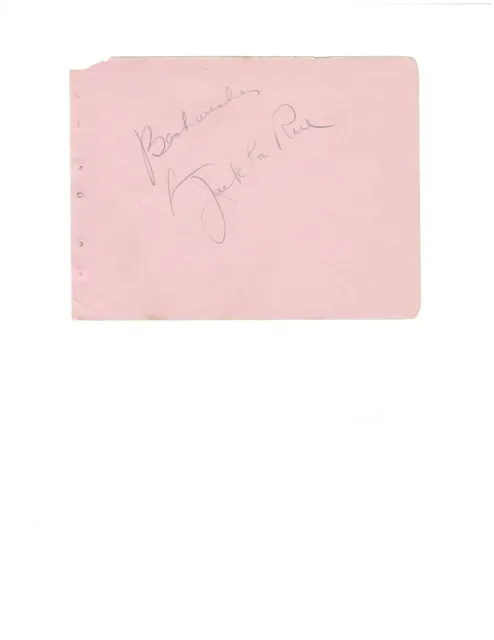 Actor  Jack La Rue Autograph On Old Album Page