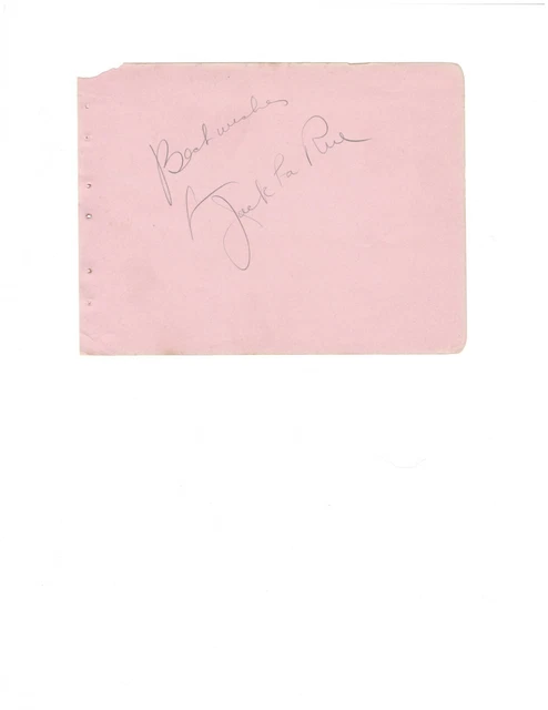 Actor  Jack La Rue Autograph On Old Album Page