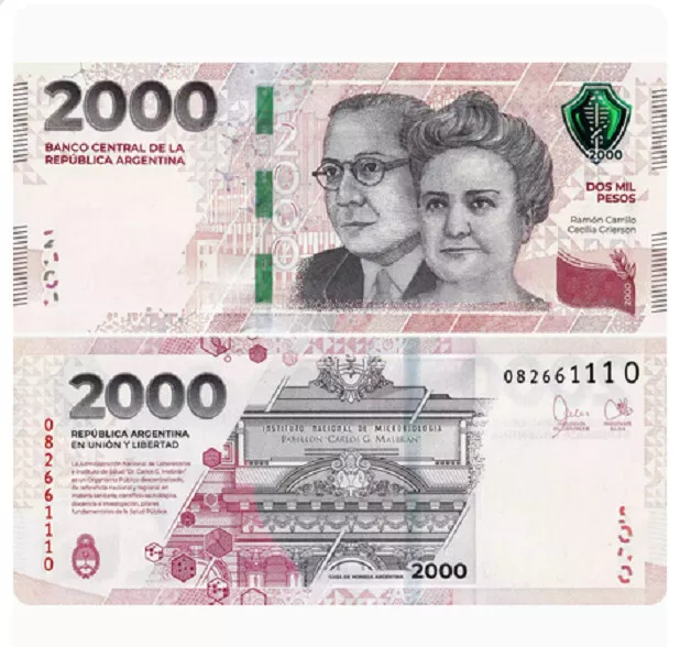 2023 Argentina 2000 Pesos Banknote UNC NEW