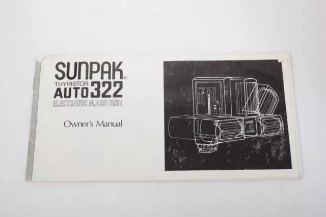 Sunpak Thyristor Auto 322 Flash Instruction Manual+English+Original++NICE