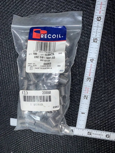 100 pack repair thread 3/8" - 16  thread Inserts with tang RH #020317030637 6-1