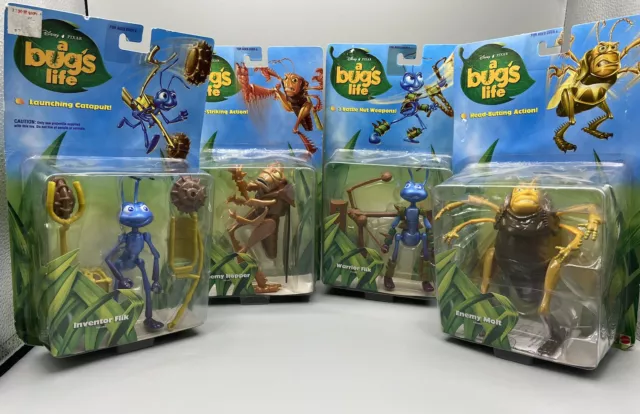 Disney Pixar A Bugs Life Toy Collectibles Mattel 1998 - Flick , Hopper , Molt