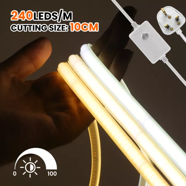 COB LED Strip Lights 220V High Density Flex Tape Under Cabinet Lighting Dimmable