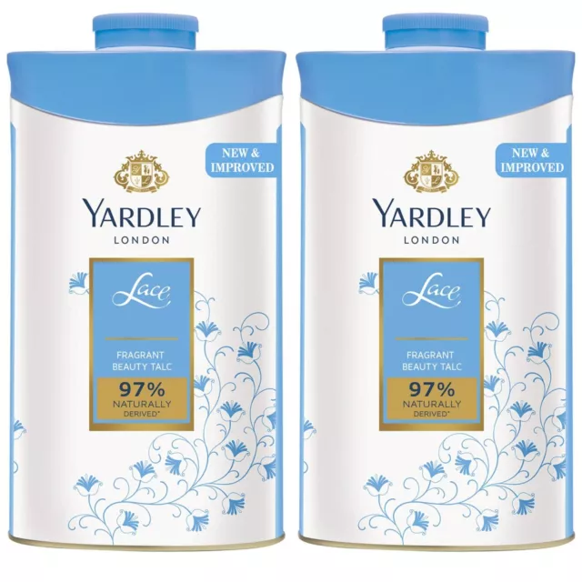 Talco perfumado de encaje para mujer Yardley London 250 g x 2 (paquete de 2)