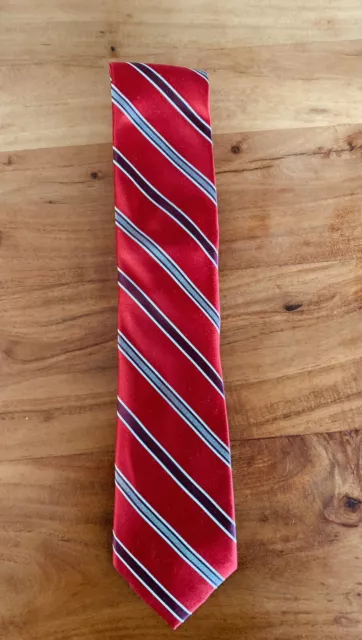 Nick Cannon Narrow Red White Stripe Awning Regimental Striped Silk