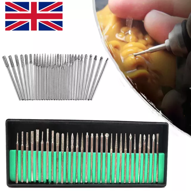 30pc Diamond Burr Drill Set Compatible Dremmel Rotary Craft DIY Multi Tool UK 3