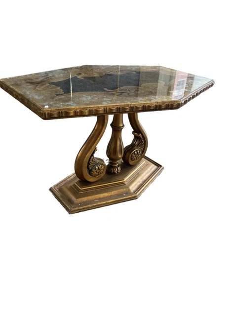 Mid 20th Century Italian Mirror Topped Wood Side Table