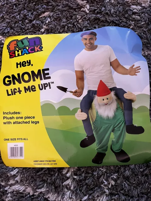 ADULT RIDE ON Gnome Costume Mens Ladies Lift Me Up Gnome Fancy
