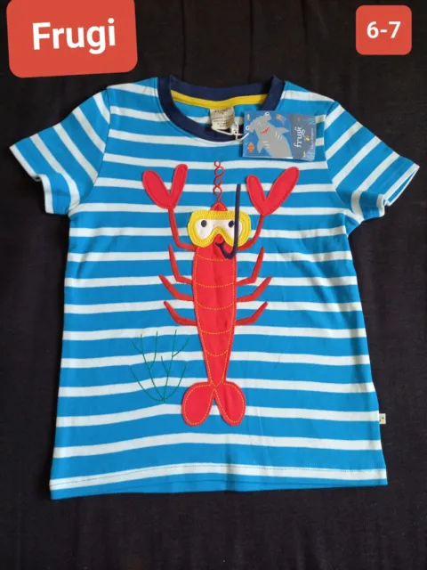 Frugi boys organic t-shirt lobster 6-7 years new with tag