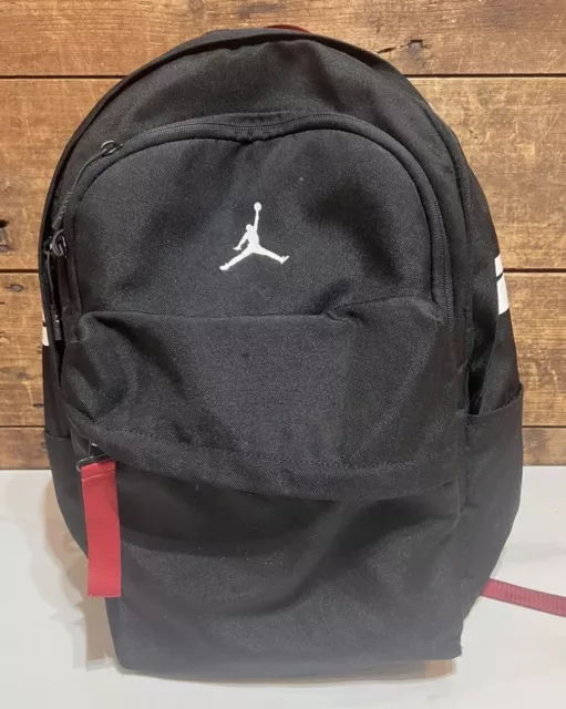 JORDAN Nike Air Black Backpack Back Padded  Mesh Padded Wide Straps Multipockets