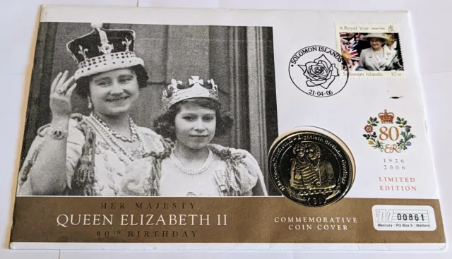 British Virgin Islands 2006 Queen Elizabeth II 80th Birthday $1 Coin Stamp Cover