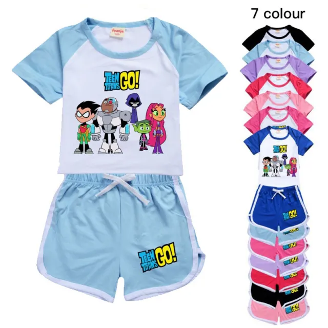 New Teen Titans GO! Kids Shorts T-shirt Set PJ'S Loungewear Tracksuit Outfits