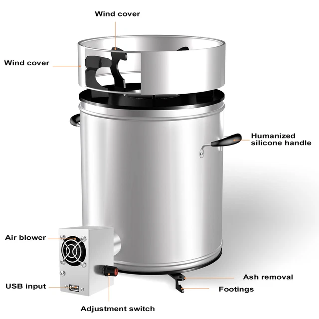 ROCKET STOVE WOOD Burning Stove w/ Air Blower RV Camping Camping Stove