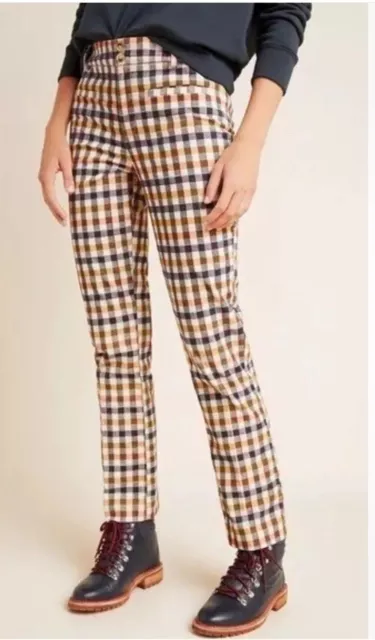 Anthropologie The Essential Skinny Kick Flare Corduroy Pants Plaid Sz 6