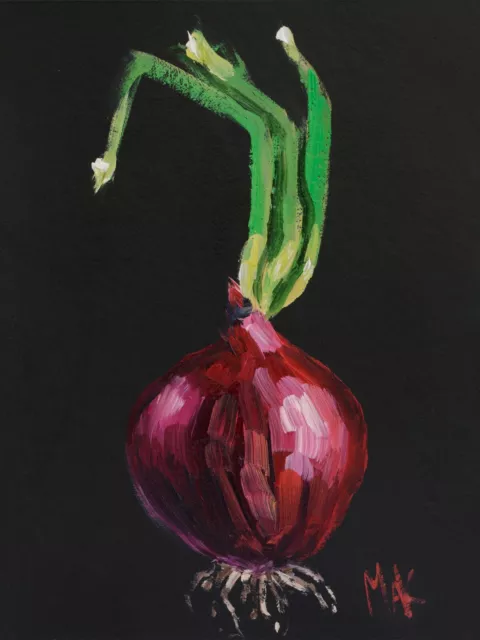 Red Onion Oil Painting Dining Room Original Wall Art Food Oil Artwork Kitchen