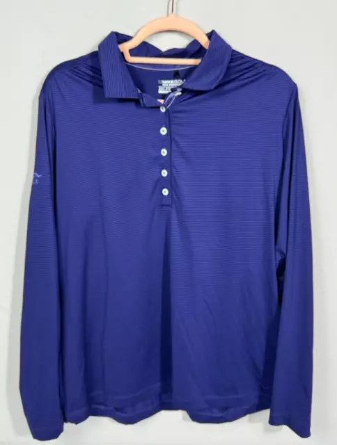 Nike Golf Dri-Fit Long Sleeve Ladies Polo Shirt Size XL Purple Stripe