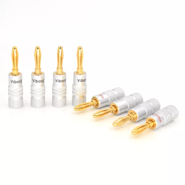 8 Stck. Viborg 24K Gold Bananenstecker Adapter Audio Buchse Lautsprecher Kabel Stecker 3