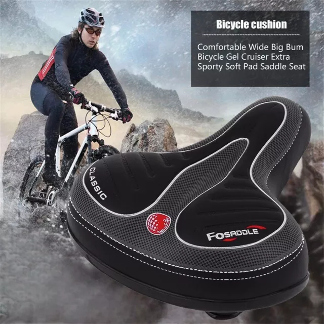 Comfortable Wide Big Bum Bike Bicycle Gel Cruiser Extra Sporty Soft Pad Saddle.❉