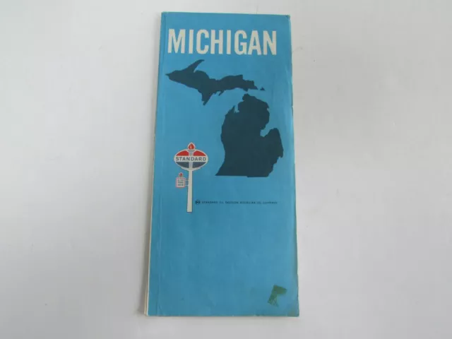 Vintage 1968 Standard Oil fold out map of Michigan & Detroit excellent condition