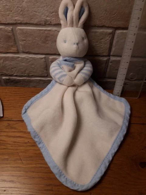 Doudou Lapin Bleu Carre Plat Blanc Mouchoir Klorane
