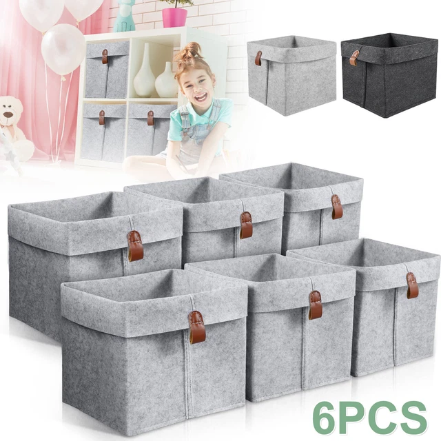 6PCS CLOTHES STORAGE Shoes Cubes Collapsible Felt Hanging Bins Baskets