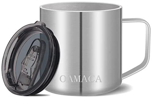 14OZ Coffee Mug with Lid, Vacuum Insulated Travel Tumbler with Handle