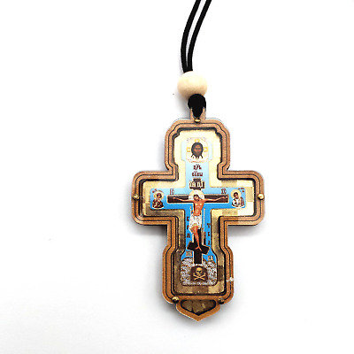 Icons Cross Jesus Orthodox w/ stones and rops 8 x 5 cm