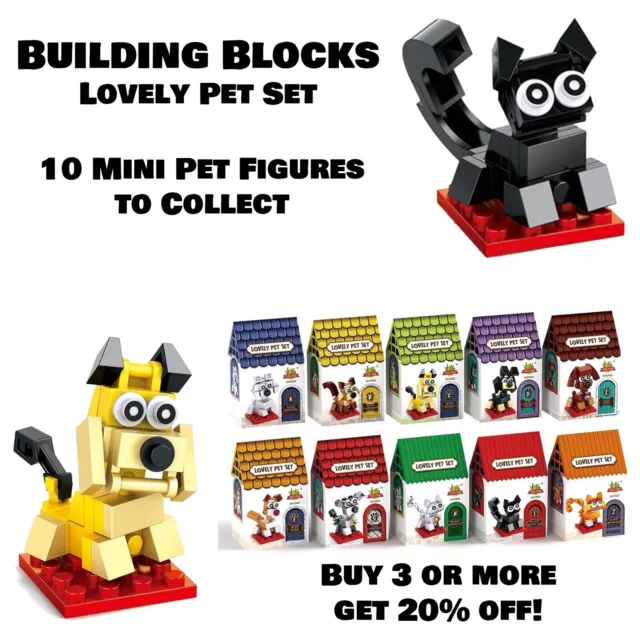 Pet Building Block Brick Kit - Lovely Pet Set - Creative Dog & Cat Building Toys