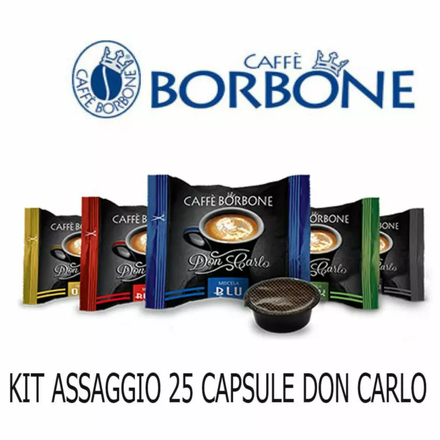 Kit 25 Capsule Cialde Borbone Blu Oro Nera Rossa Dek Compatibile Don Carlo Bio