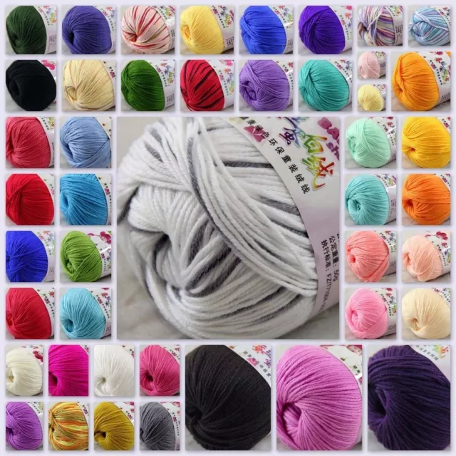 5 Balls x 50g DK Baby Soft Cashmere Silk Wool Hand Knitting Crochet Yarn