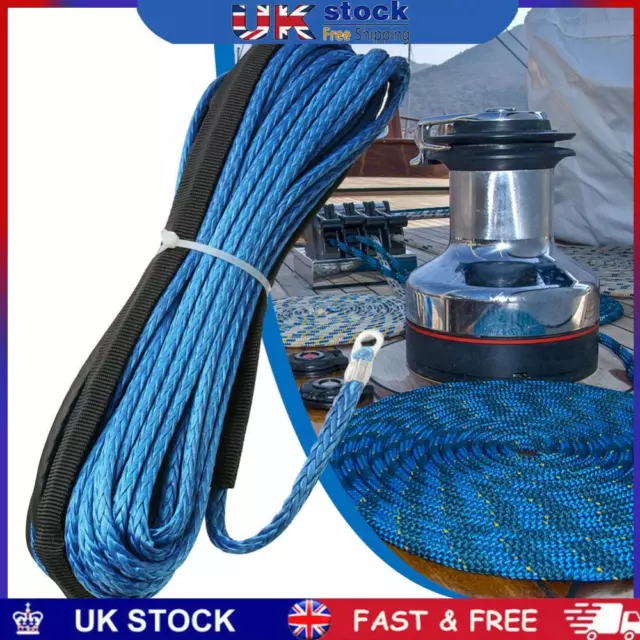 Winch Rope 7700LBs String Line Cable 15M Synthetic Towing Rope for 4WD ATV UTV