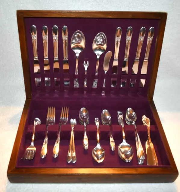 Vtg Silverplate 74 Pieces Wm Rogers Is Silver Plate Flatware Beloved W/Box + 4