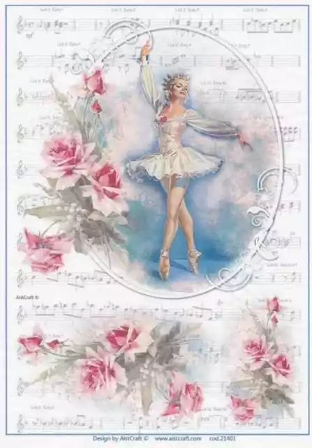 Rice Paper A/4 for Decoupage Scrapbook Craft Sheet - Ballet Dancer