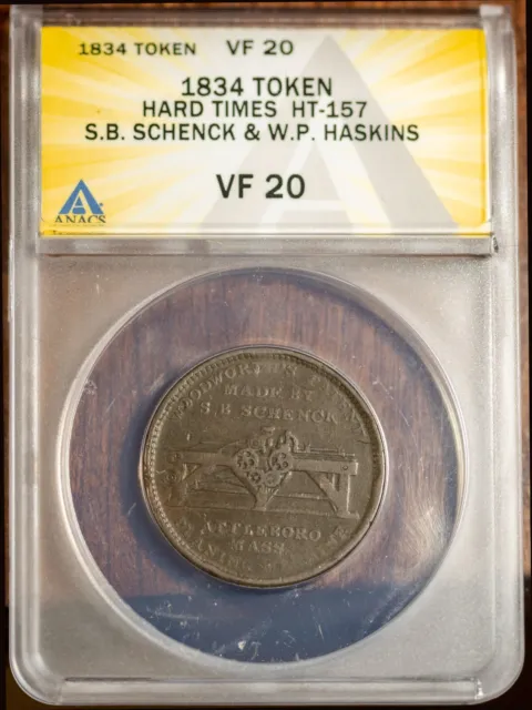1834 HT-157 S.B. Schenck & W.P. Haskins VF-20 ANACS # 7465152 + Bonus