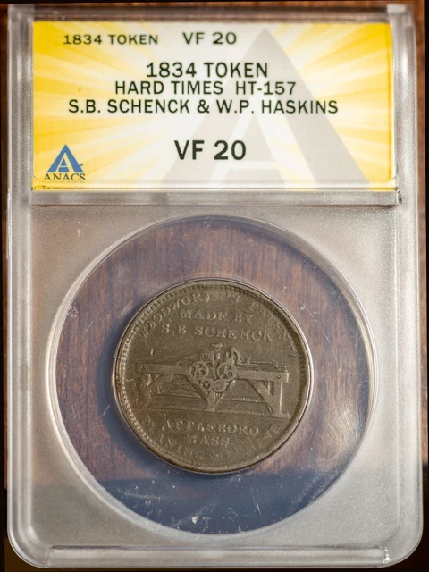 1834 HT-157 S.B. Schenck & W.P. Haskins VF-20 ANACS # 7465152 + Bonus