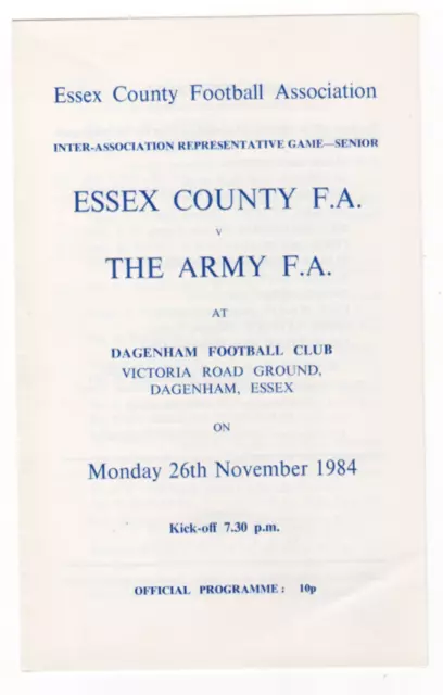 Essex County Fa V The Army 1981-82 Annual Rep Game @ Chelmsford Nov 25Th 1981