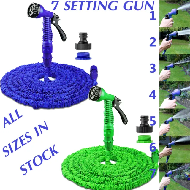 Expanding Garden Water Hose Pipe Spray Gun Flexible Grow Stretch Hosepipe