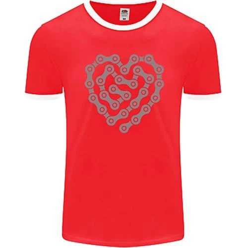 Bike Heart Chain Cycling Biker Motorcycle Mens Ringer T-Shirt FotL