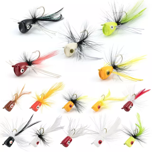 5/15pcs Fly Fishing Popper Flies Lures Topwater Trout Panfish Bass Crappie Perch