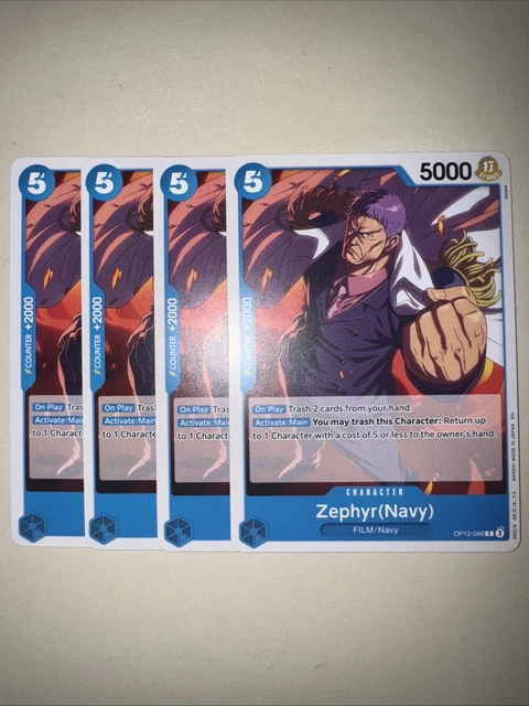 OP12-046 ZEPHYR (NAVY) X4 Playset One Piece Card Game TCG CCG Englisch EUR  3,32 - PicClick DE