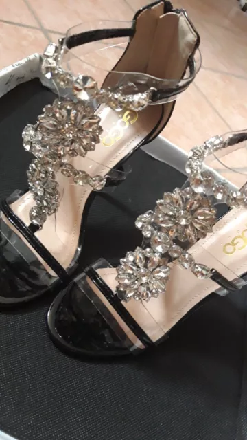 Sandali  Scarpe Tacco Gioiello Taglia 36 Nuove Con Trasparenze Con Cerniera