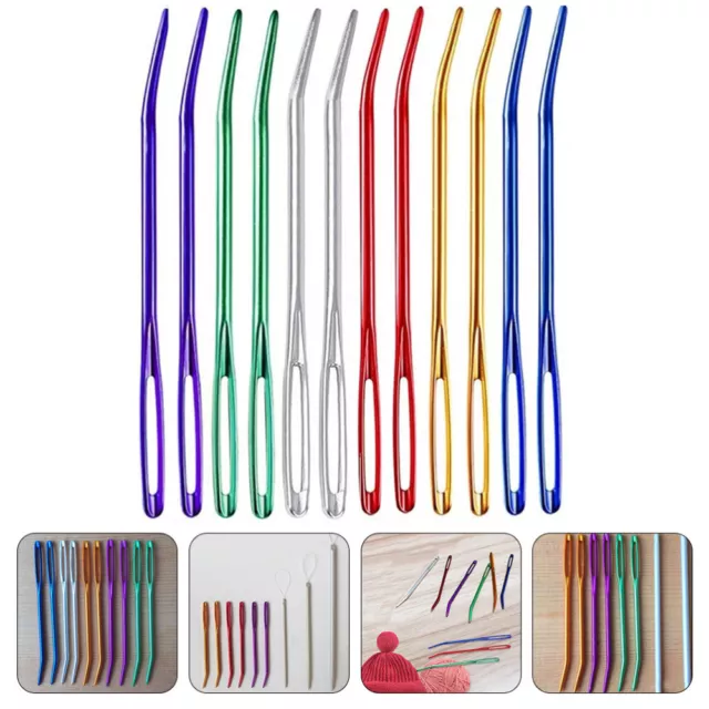 12 Pcs Convenient Yarn Needle Supplies Sewing Crafting Needles Safety Aluminum 2