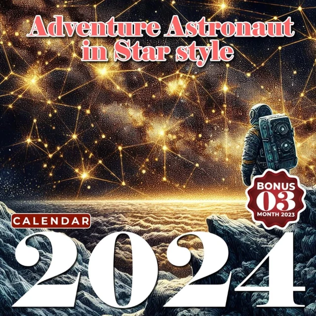 ADVENTURE ASTRONAUT IN Star Calendar 2024 Jan 2024 to Dec 2024 Bonus 3