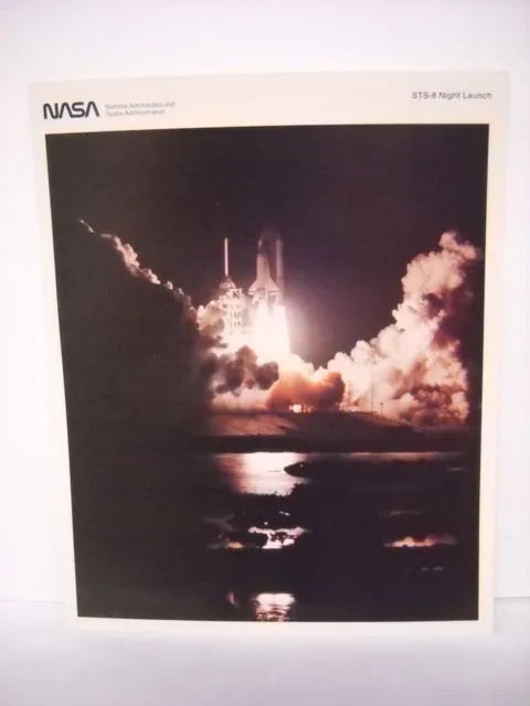 8" x 10" Vintage Nasa Print of STS-8 Night Launch Space Shuttle Challenger 1983