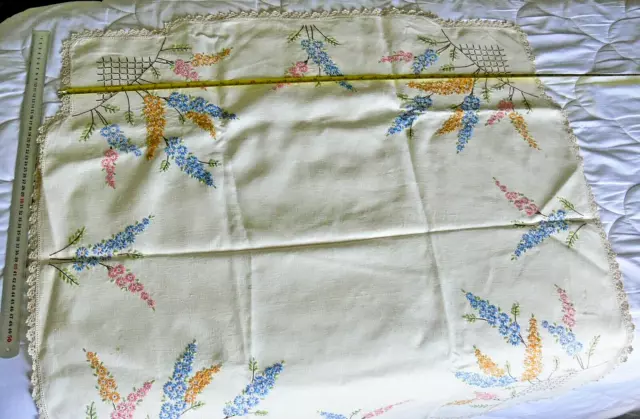 Hand Embroidered Linen Tablecloth 880x820 with Crochet Edge 15mm Wide Not Washed 3