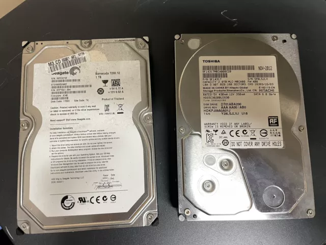 Lotto 2 HDD / 2TB 2000GB 3,5” Toshiba / 1TB 1000GB 3,5" SEAGATE