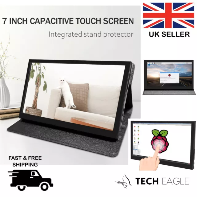 7 inch Touch Monitor HDMI IPS 1024x600 Raspberry Pi PC Screen With Case Portable