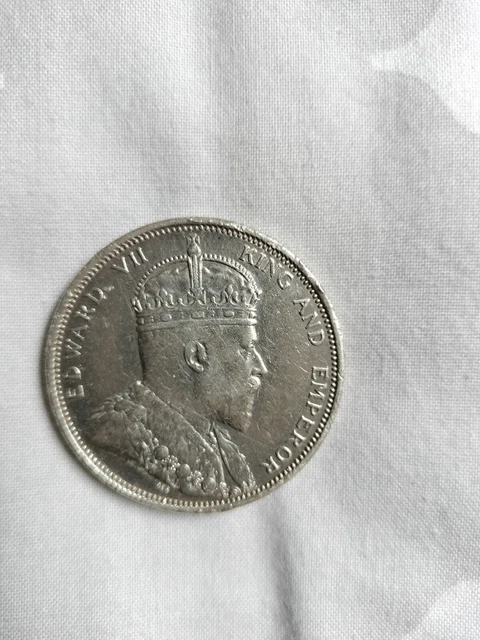 pièce 1 dollar argent Edward 7